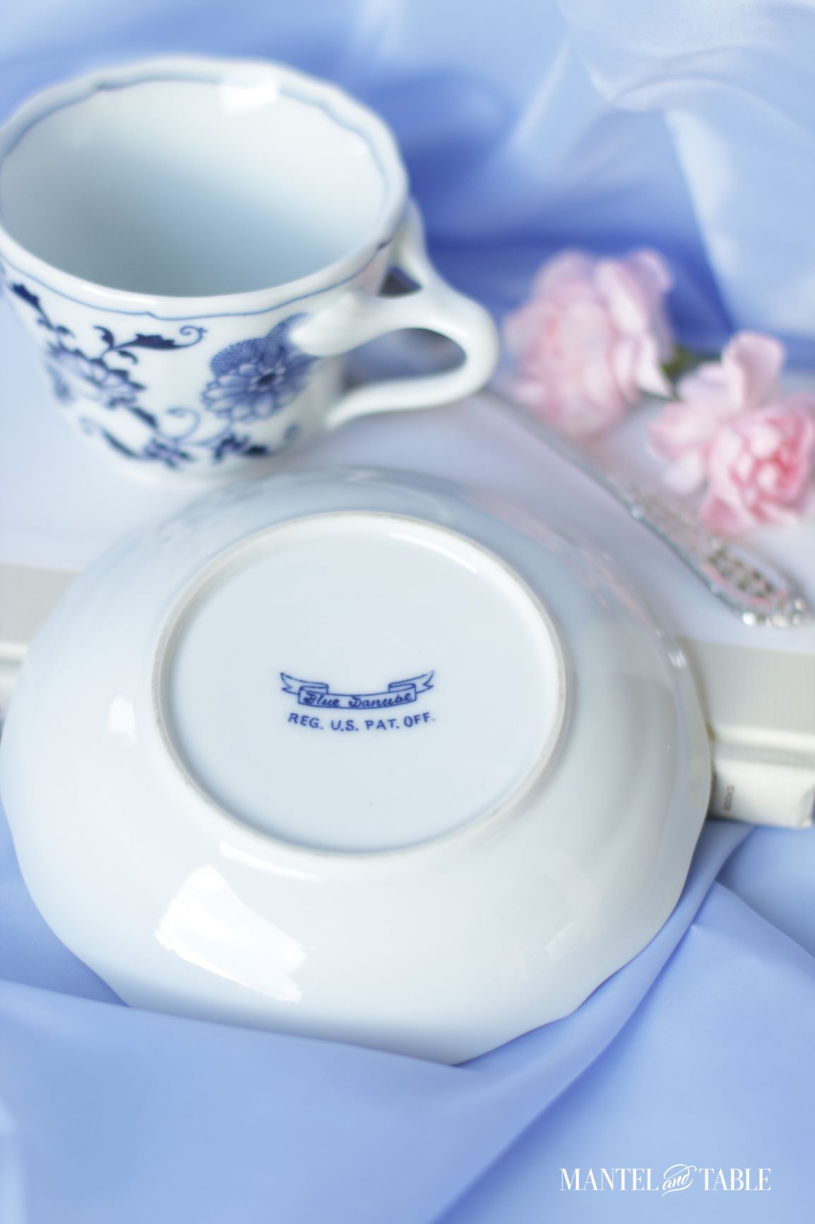 Underside of saucer showing Blue Danube banner mark
