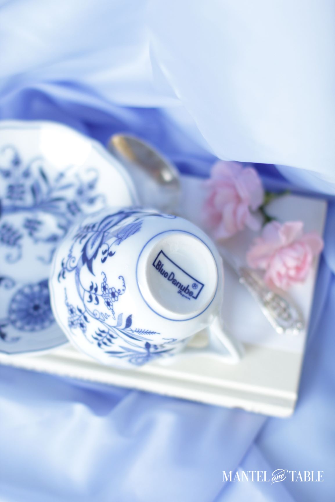 Underside of teacup showing Blue Danube backstamp