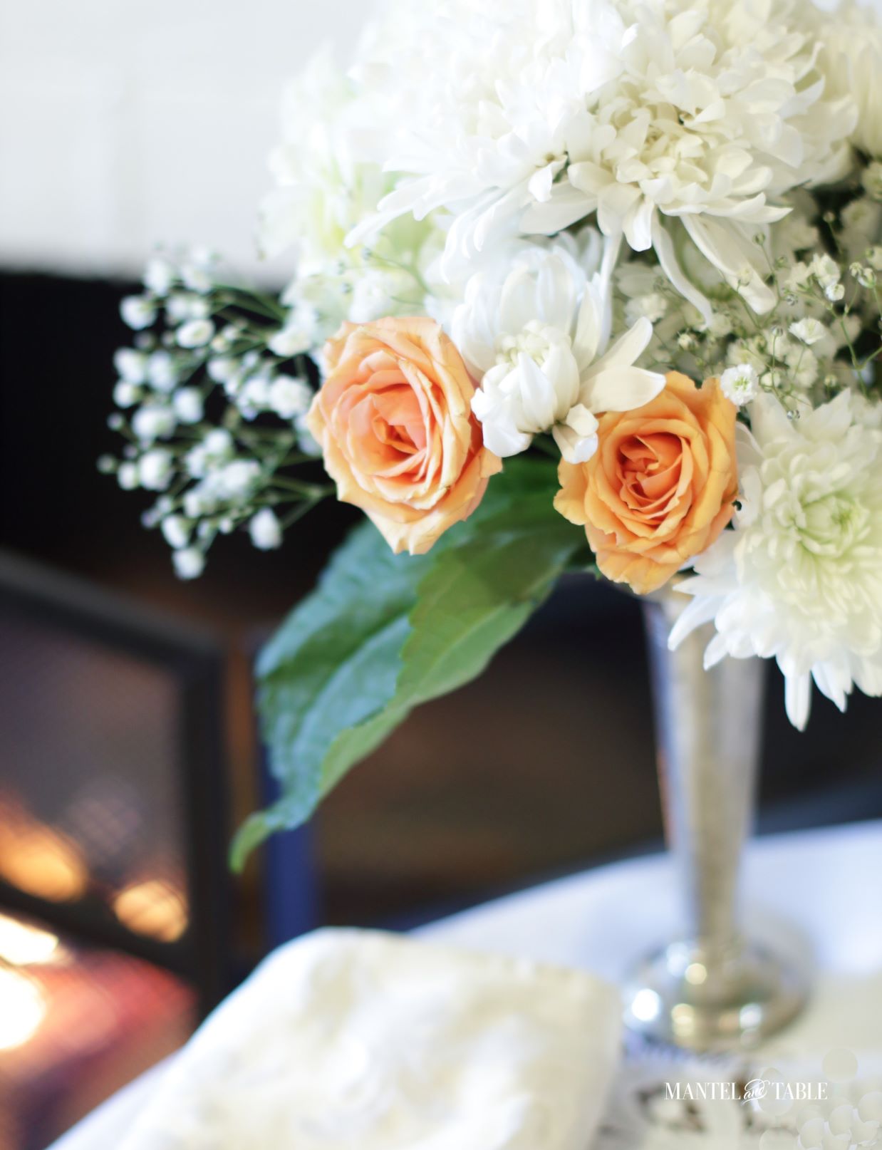 Table Setting for One ~ closeup of flowers