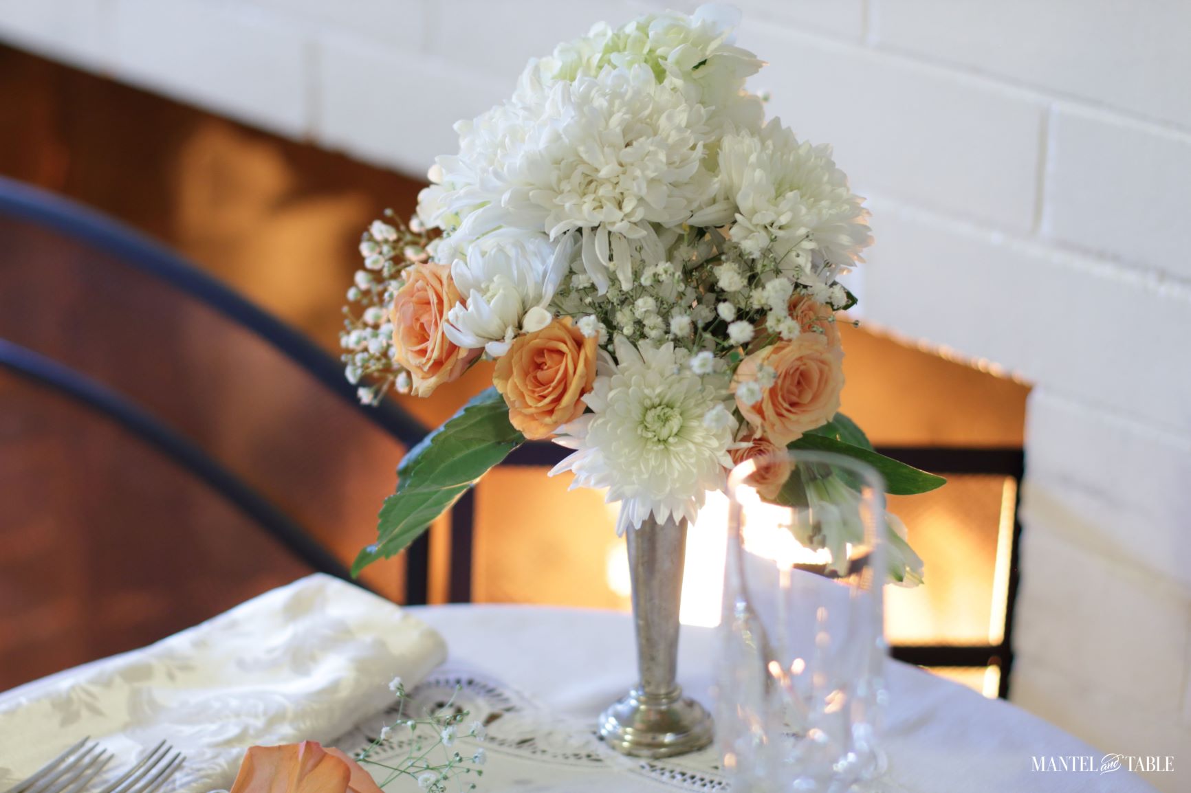 Table Setting for One ~ flowers with fire and crystal