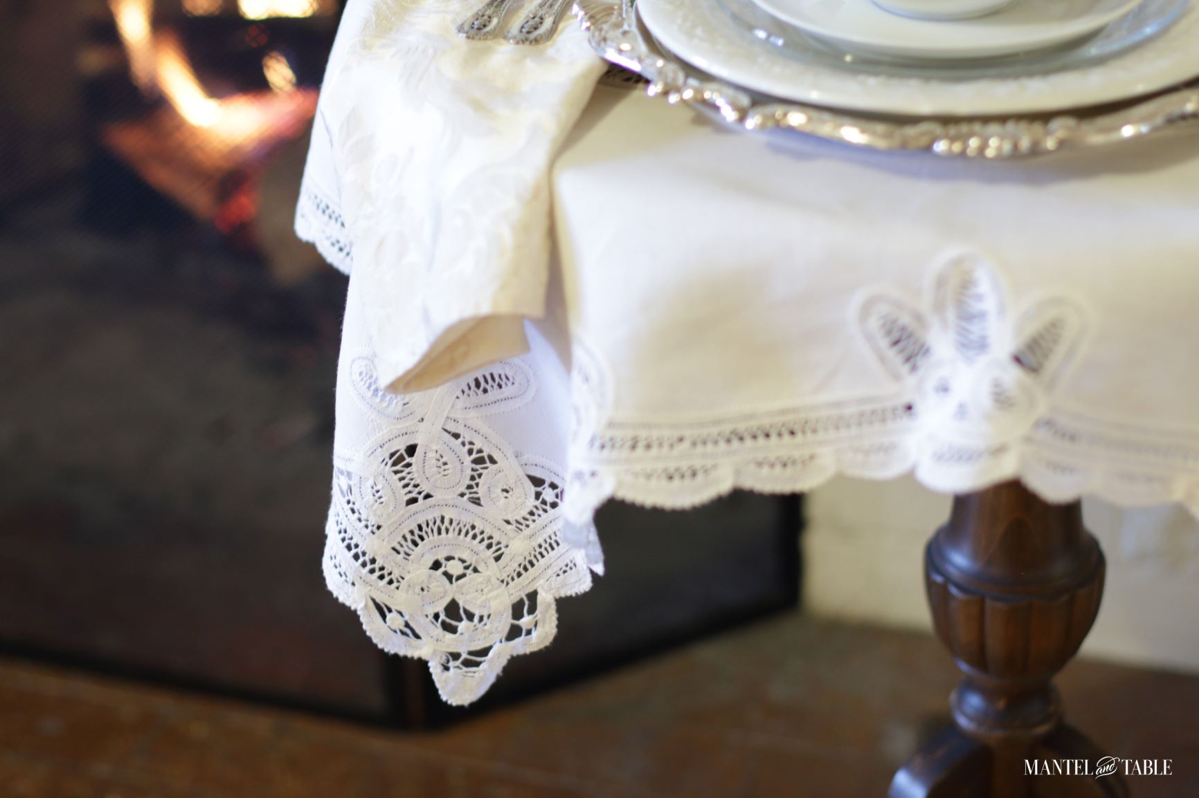 Table Setting for One ~ closeup of tablecloth