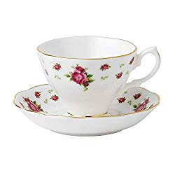 Royal Albert New Country Roses Formal Vintage Teacup and Saucer Boxed Set, White
