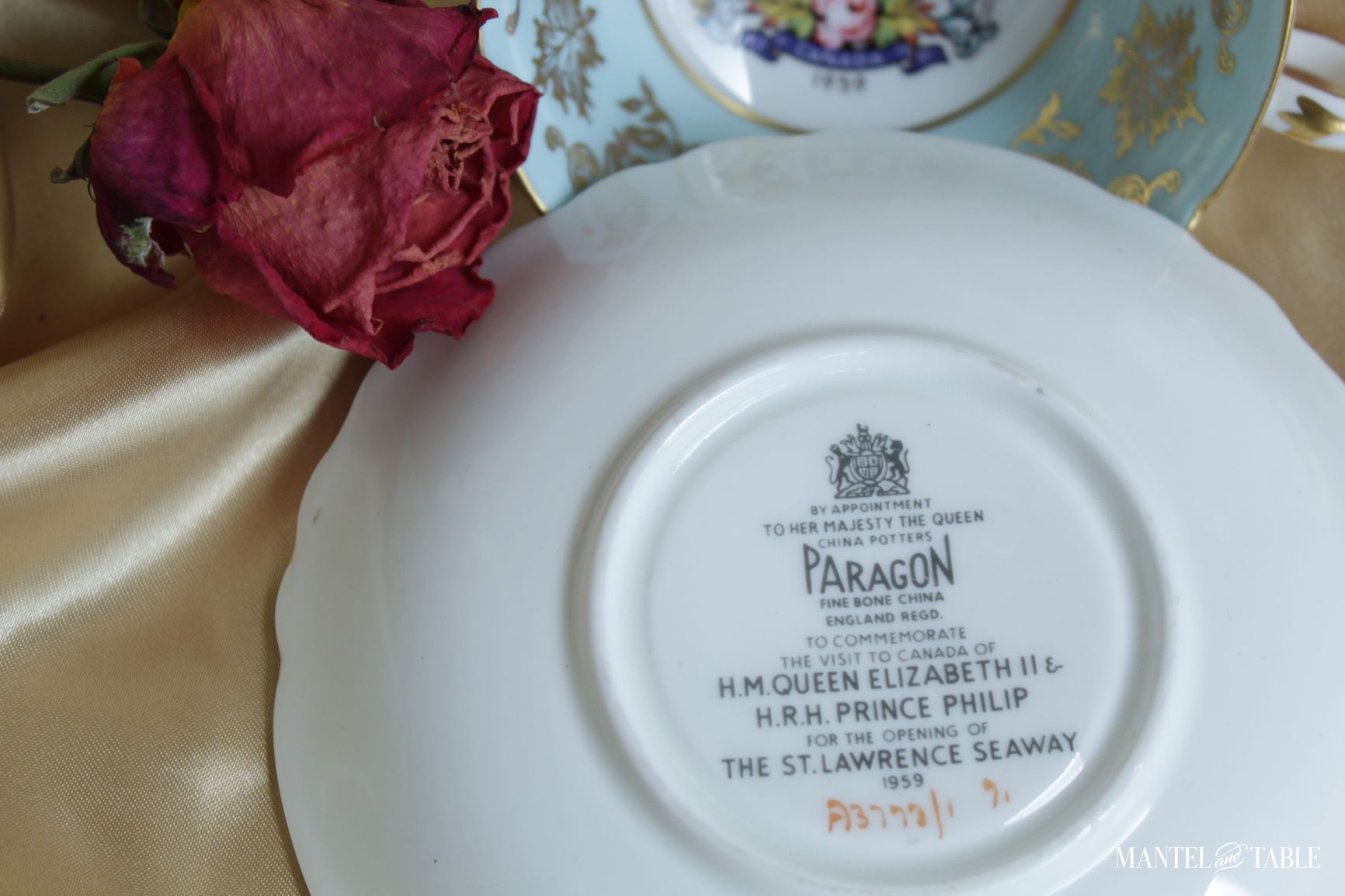 Commemorative backstamp on saucer