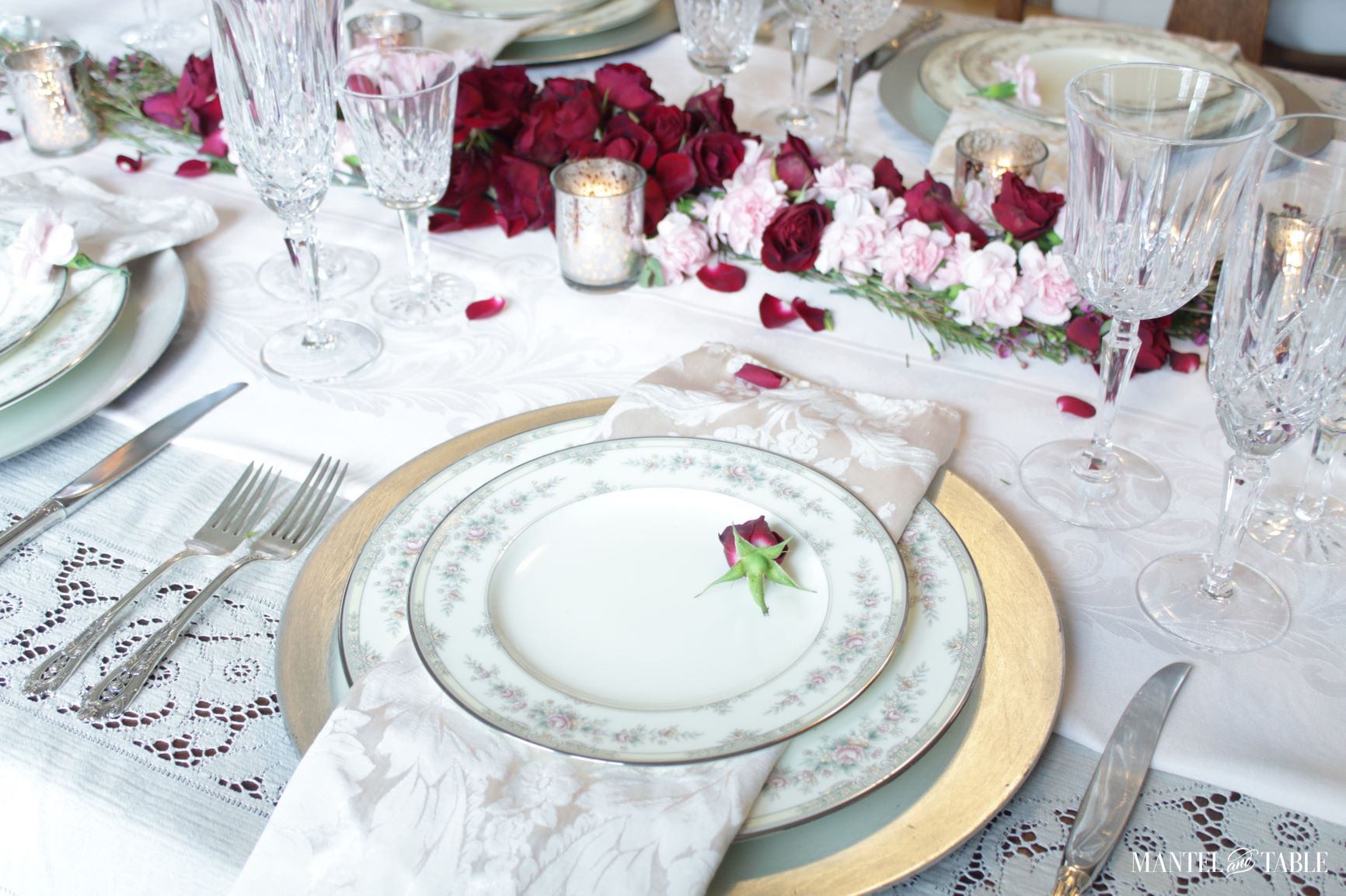 Valentines Tablescape Double Date ~ Placesetting closeup