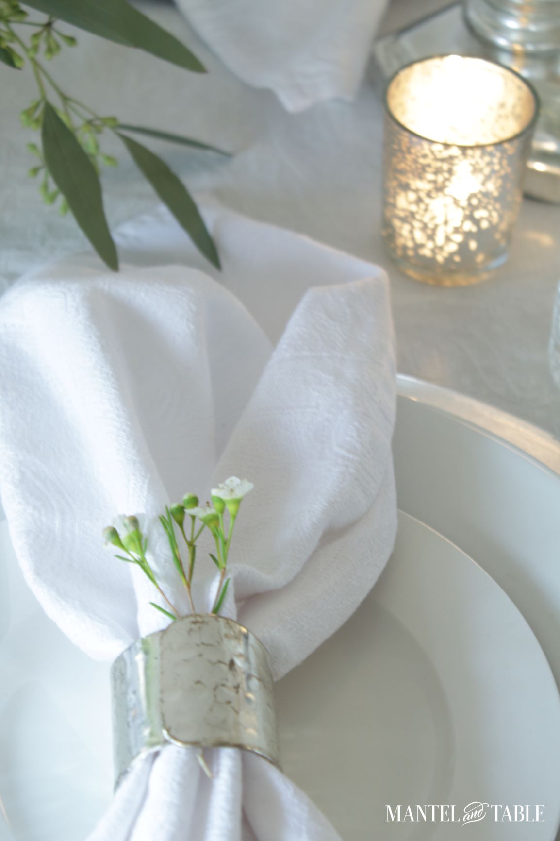 An Elegant St Patrick's Day Table ~ Silver napkin ring closeup