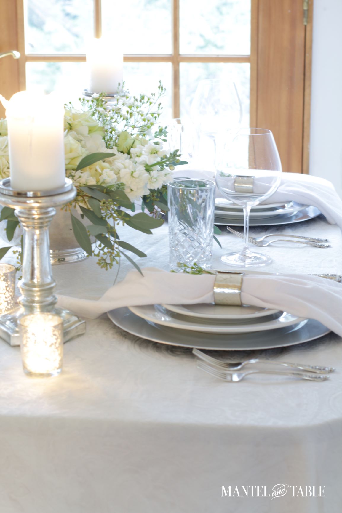 An Elegant St Patrick's Day Table ~ view across the table through a french door