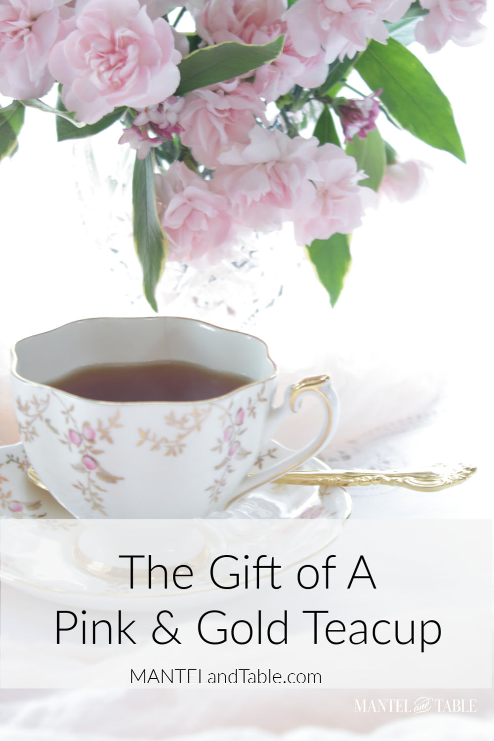 Pink & Gold teacup pin