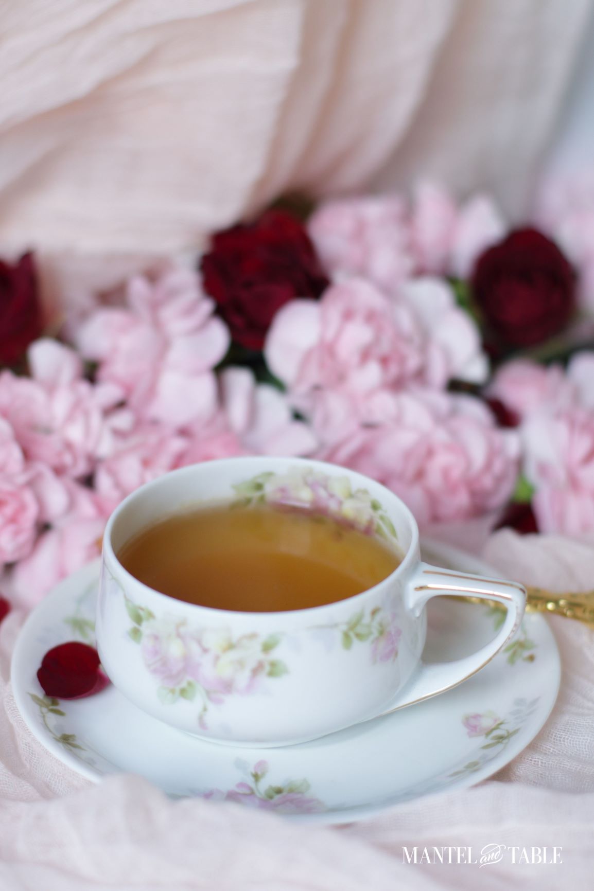 Pink flowered teacup