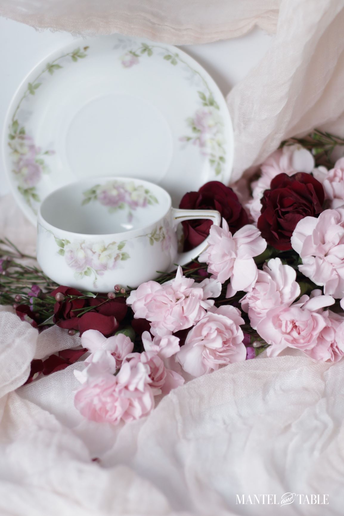 China flowered cup and saucer