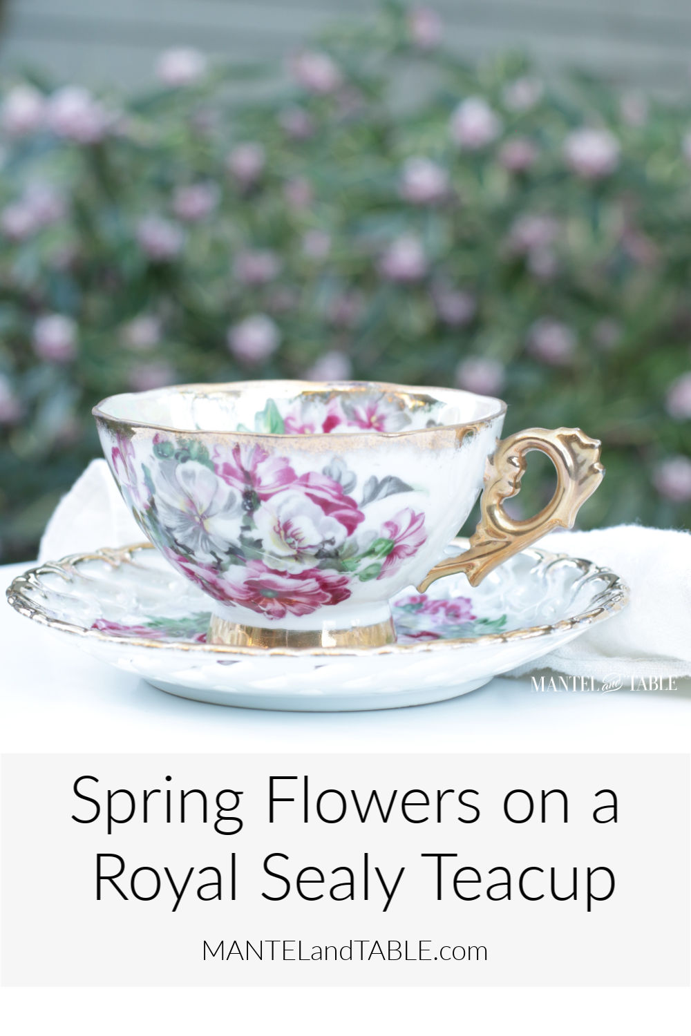 Royal Sealy Teacup ~ Purple & white flowers with gold trim