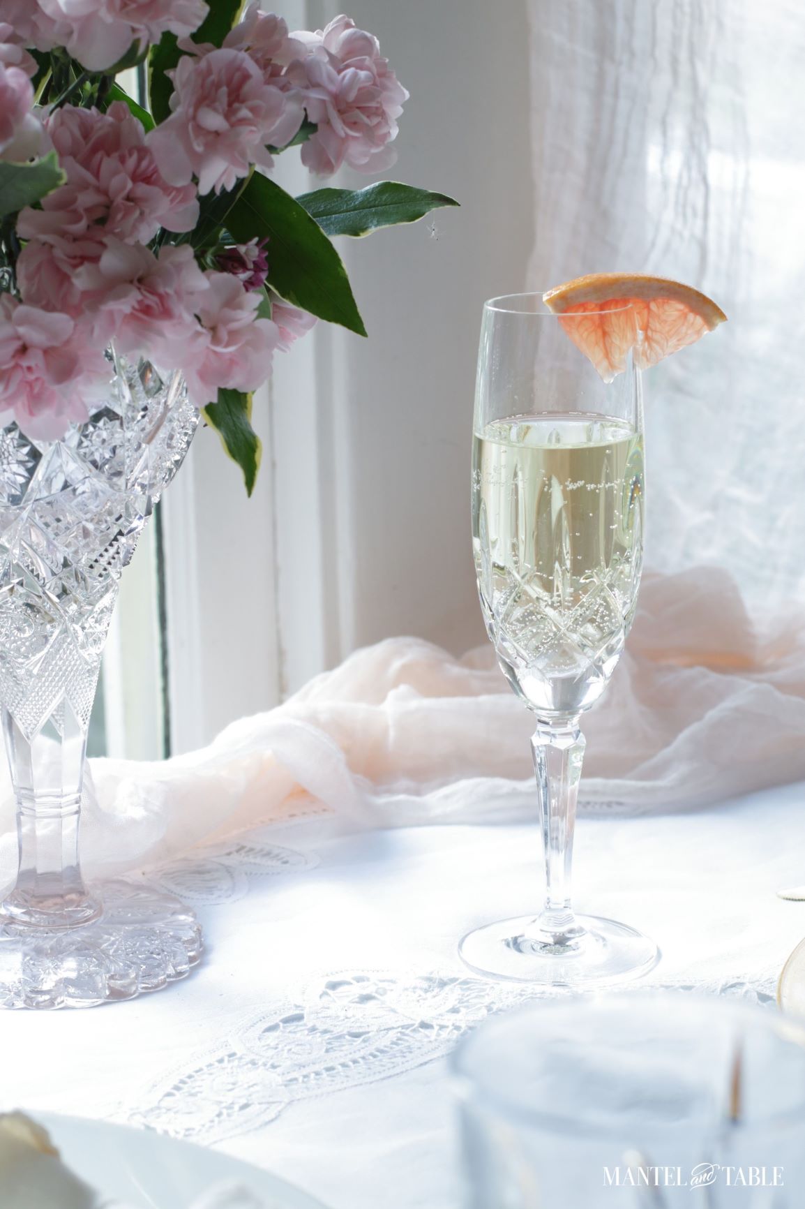 Valentines Brunch Tablescape - Champagne glass