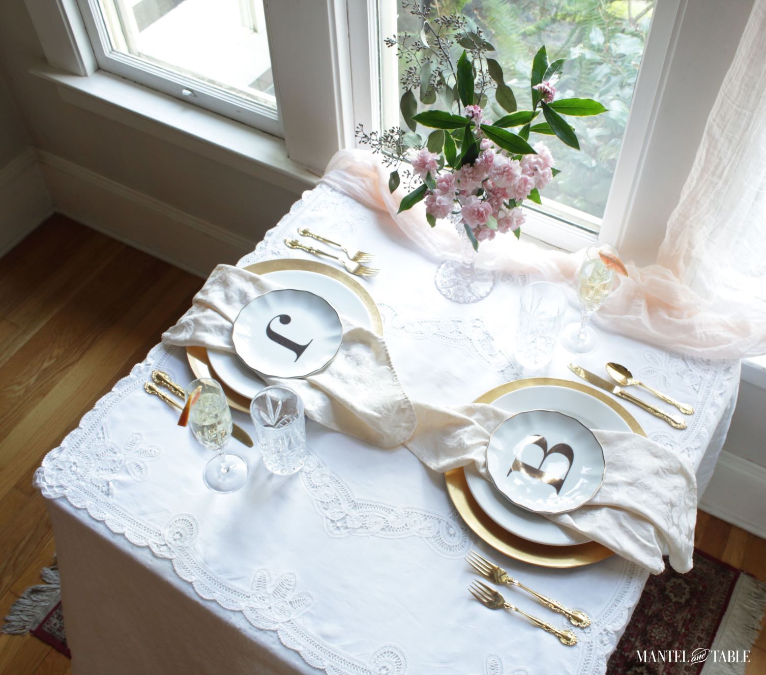 Valentines Brunch Tablescape ~ top view