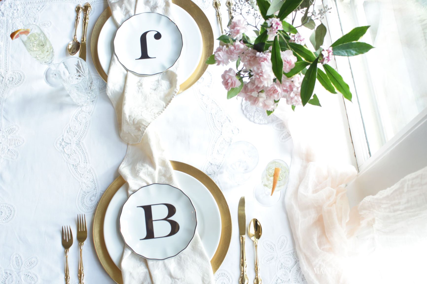 Valentines Brunch Tablescape ~ two place settings