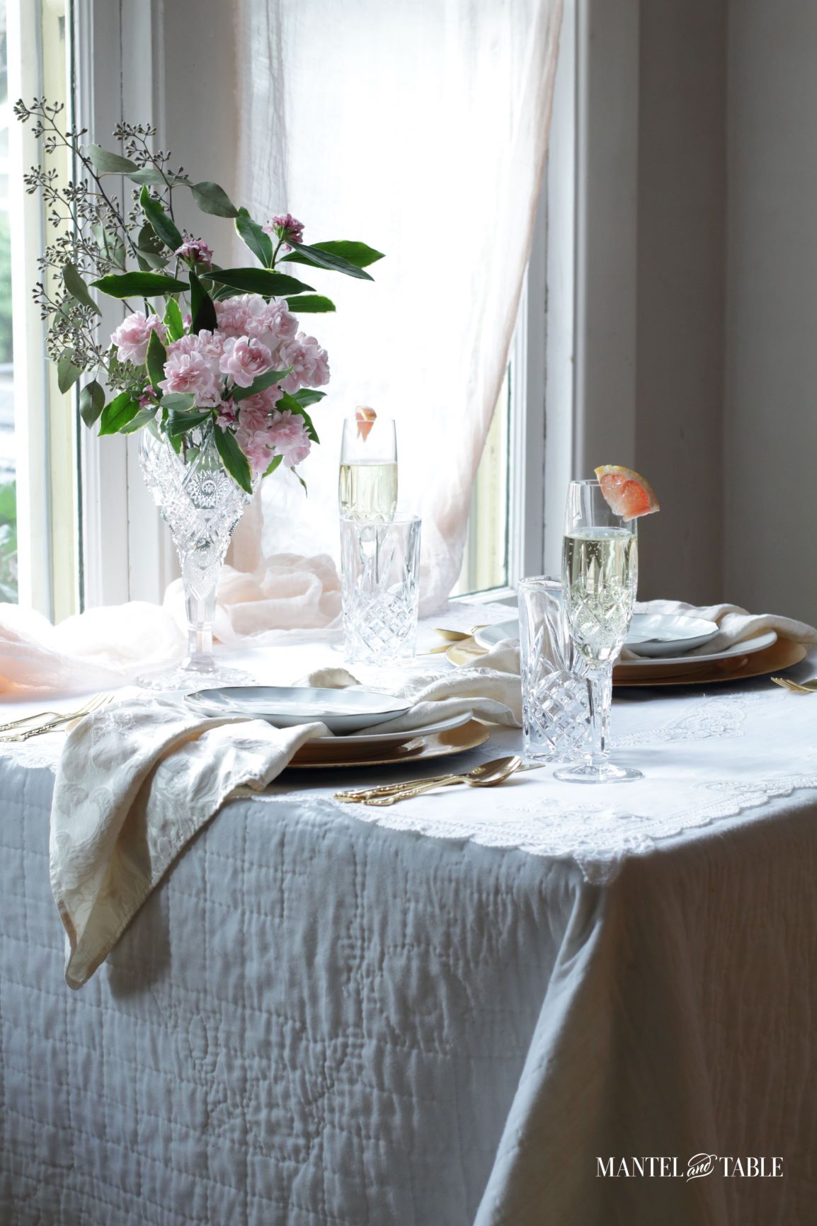 Valentines Brunch Tablescape ~ table for two
