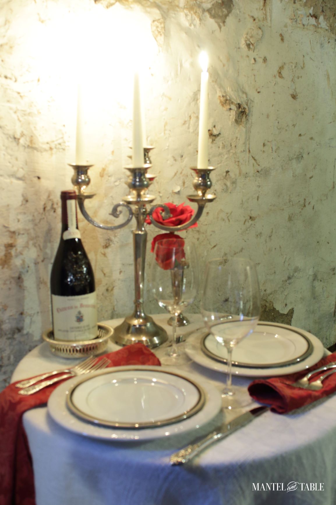 Wine Cellar Dinner ~ Full table setting