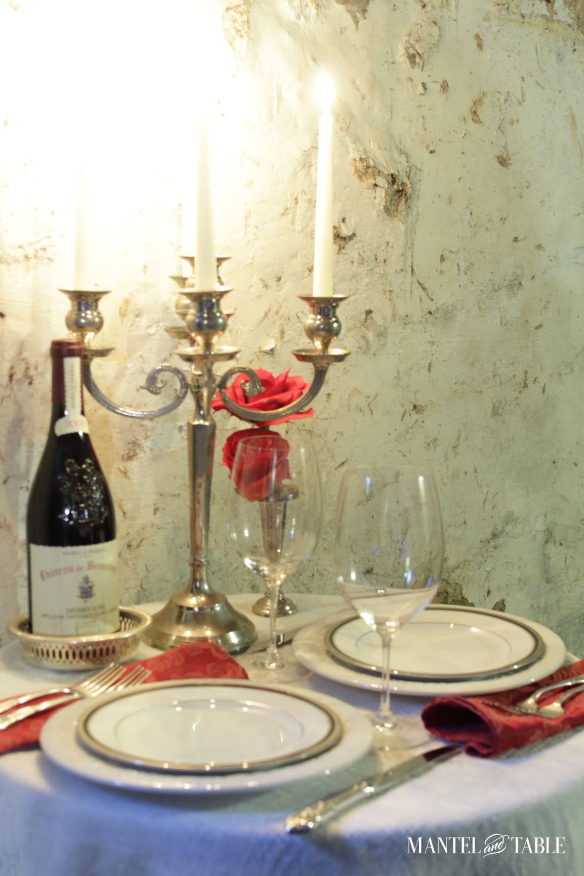 Wine Cellar Dinner ~ Tablescape for two