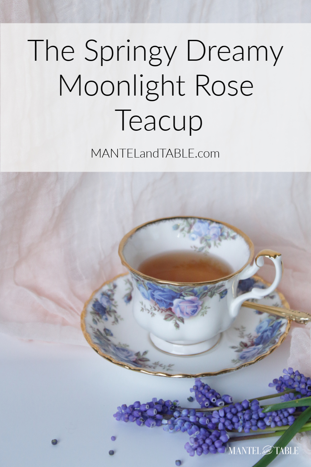 Royal Albert Moonlight Rose Teacup with title banner