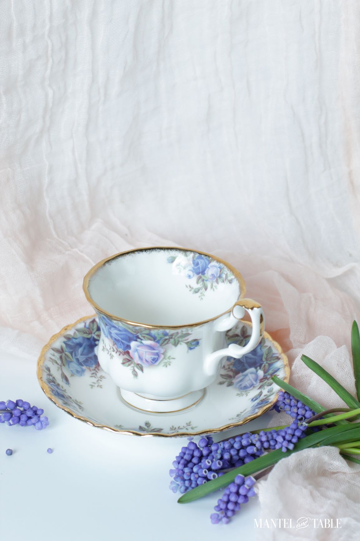 Royal Albert Moonlight Rose blue patterned teacup