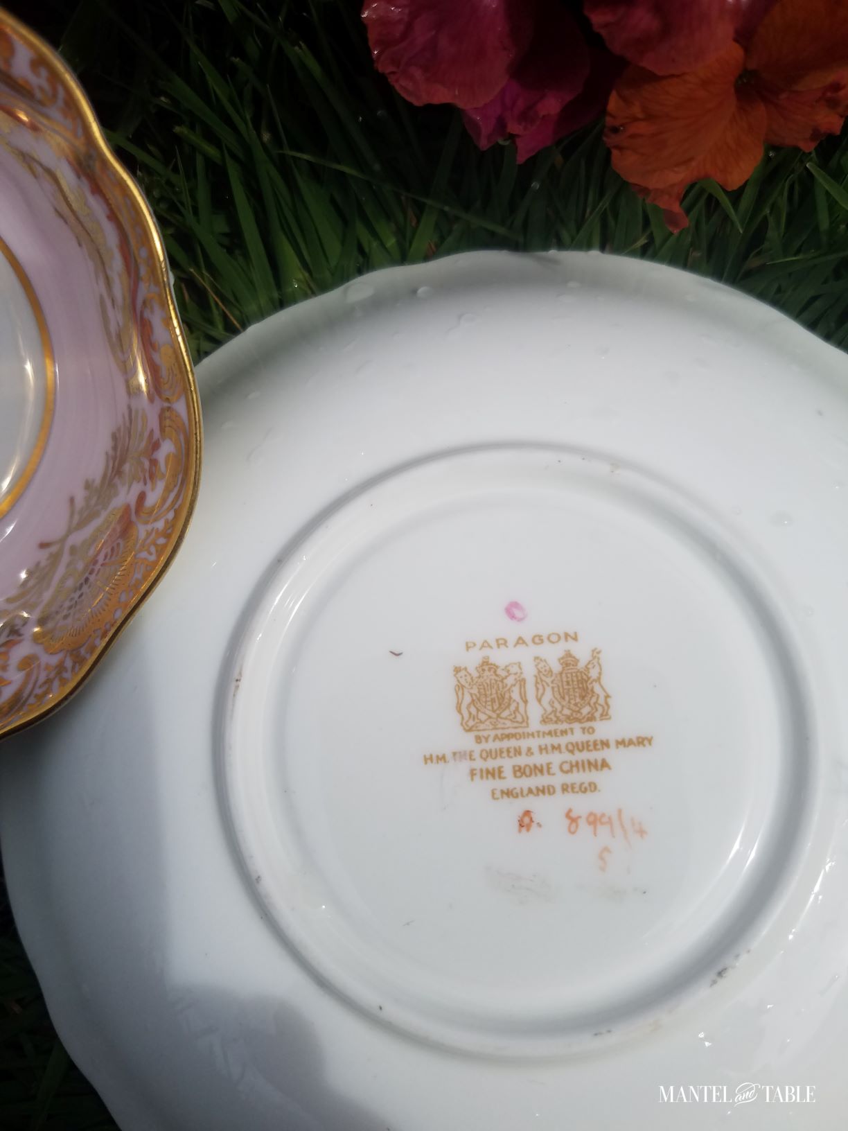 Double warrant backstamp on underside of saucer