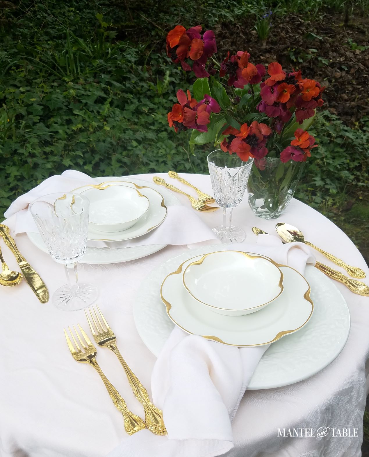 Pink table setting -side view