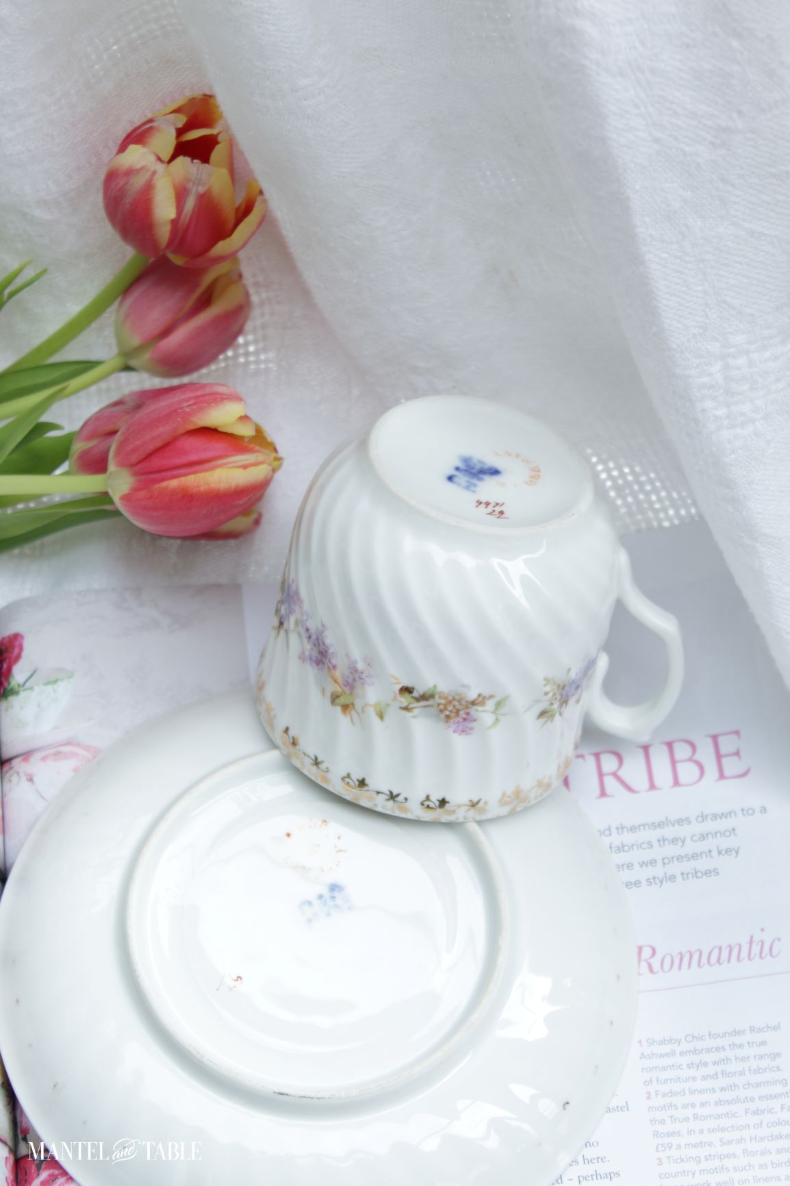 Undersides of both cup and saucer