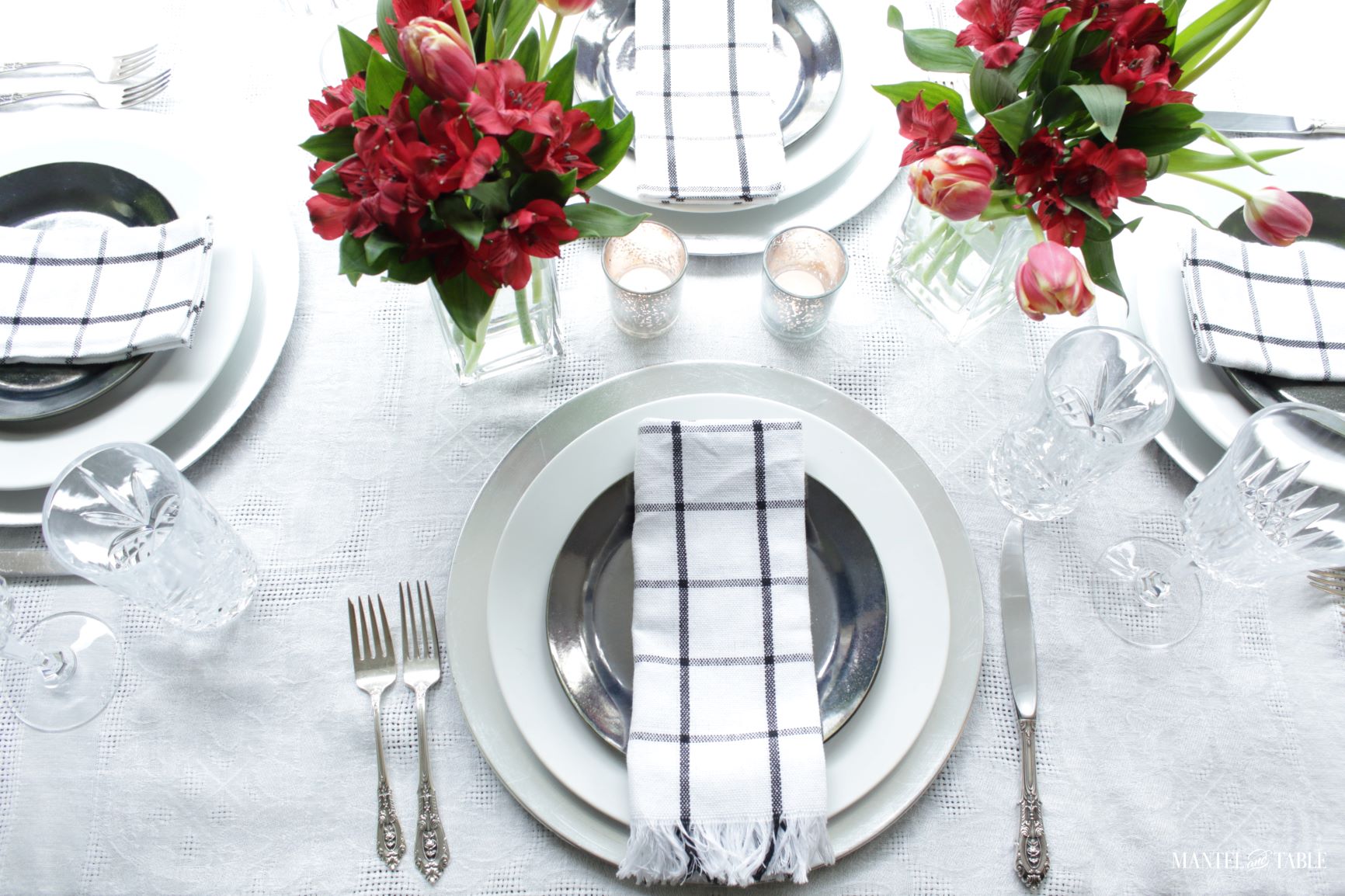 Elegant Spring Picnic tablescape top view