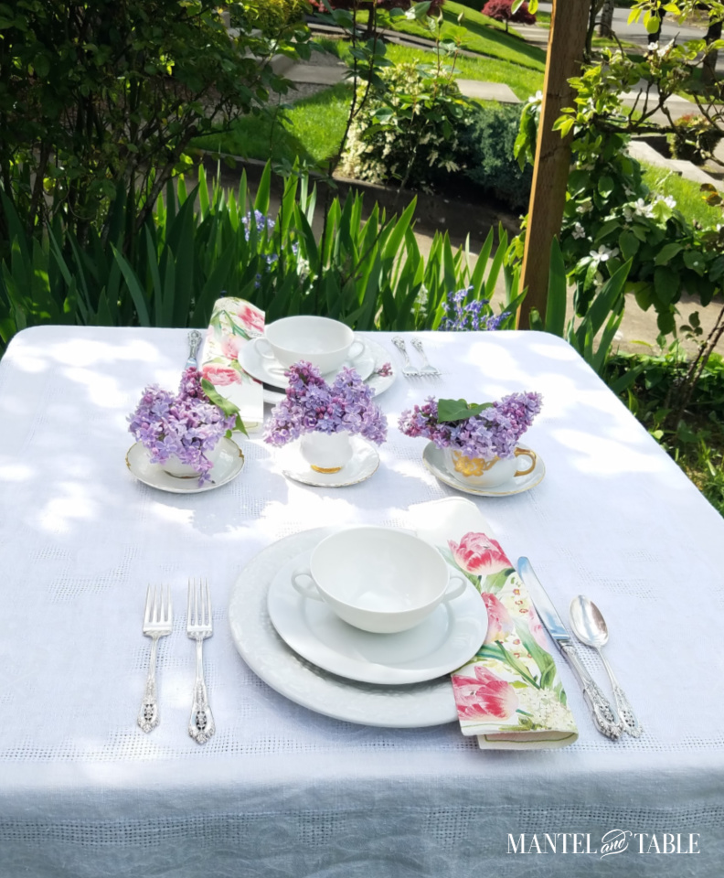 Bright spring tablescape ~ full view of table