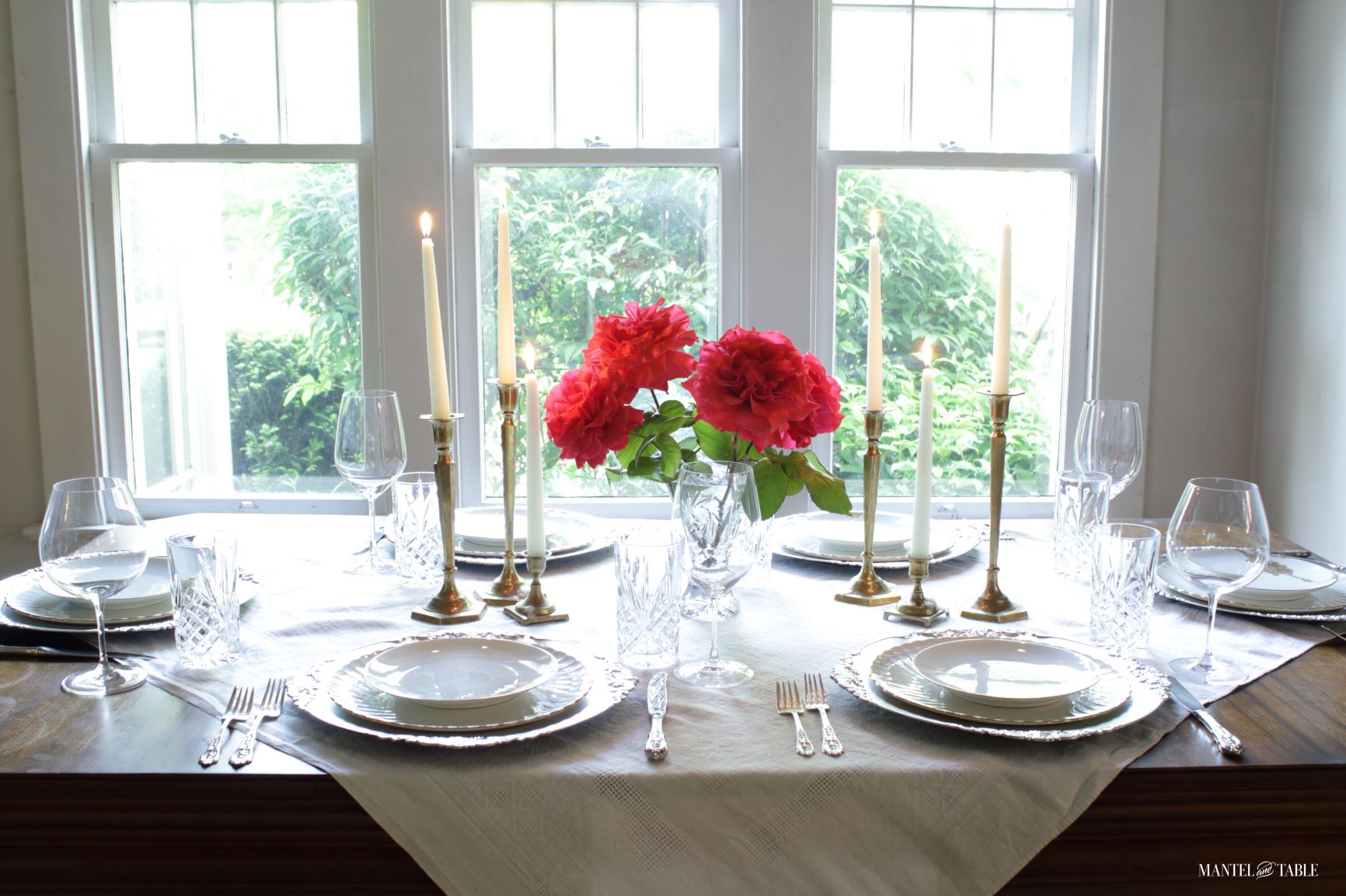 Red Rose Tablescape ~ Full table