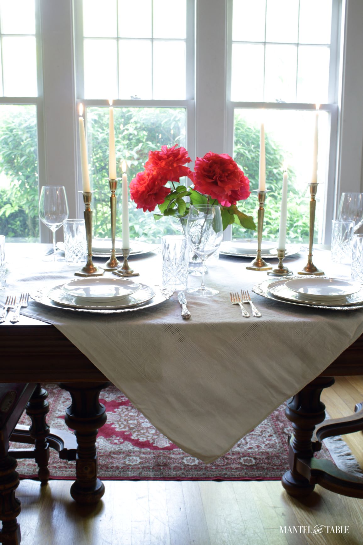Red Rose Tablescape side view