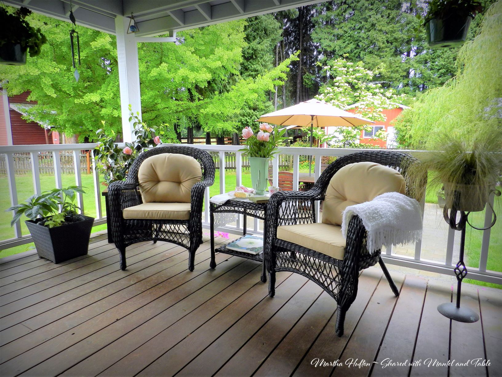 Cozy sitting area on a porch