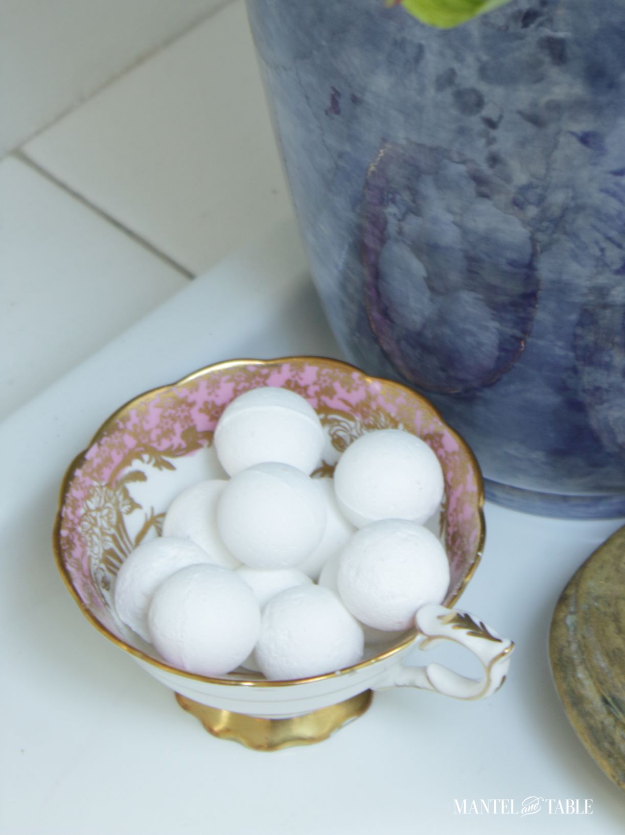 Teacups are good for holding bath balls!