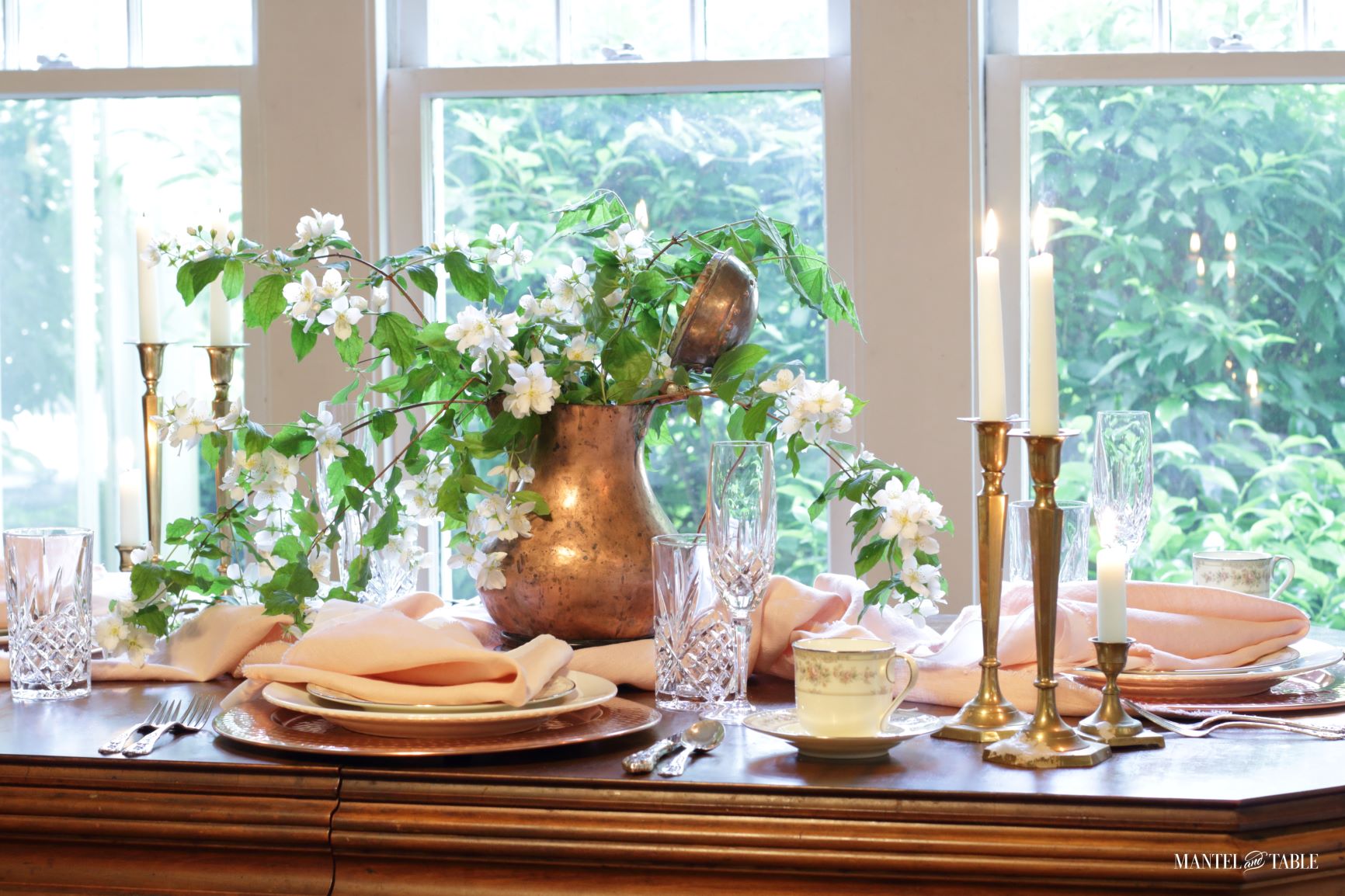 Blush table linens - table top