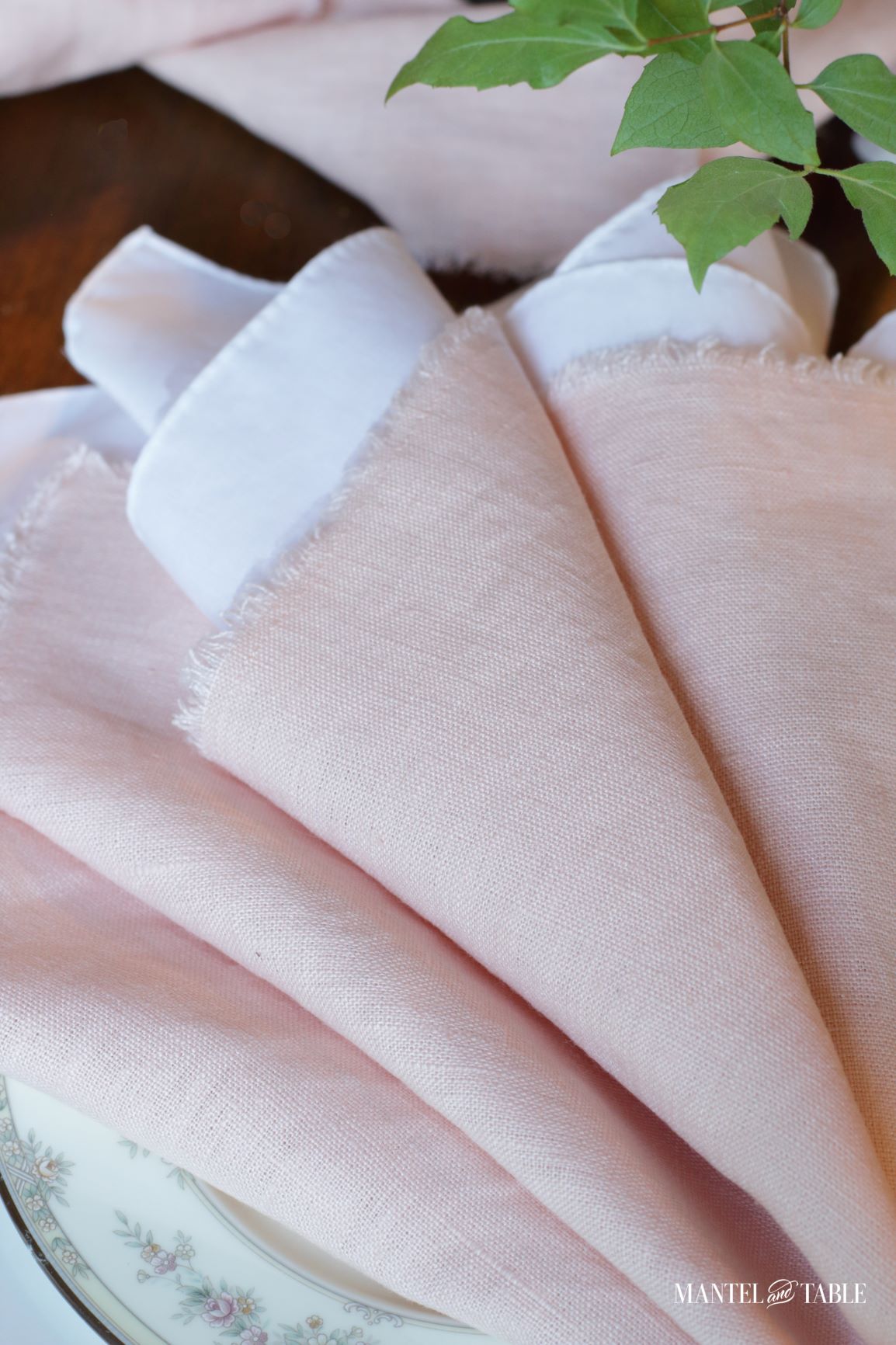 Blush table linens - napkin closeup