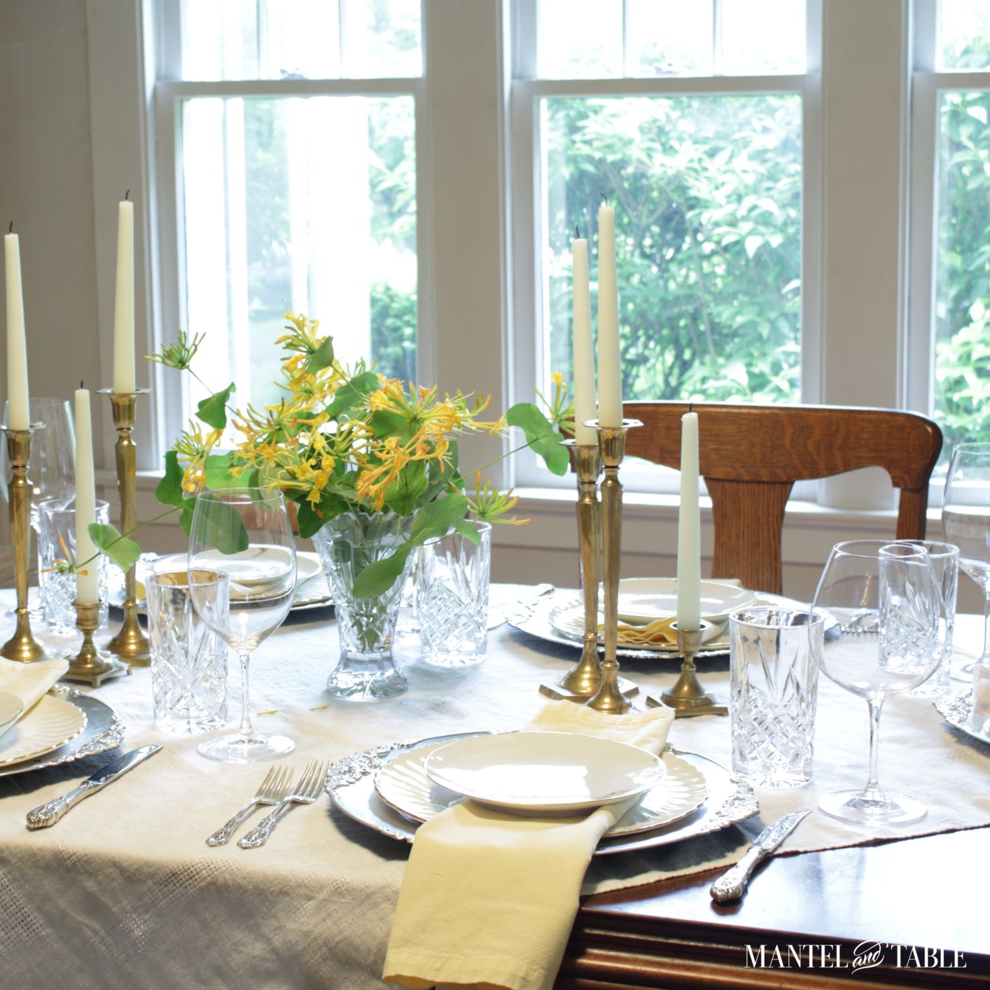 Silver and gold table setting