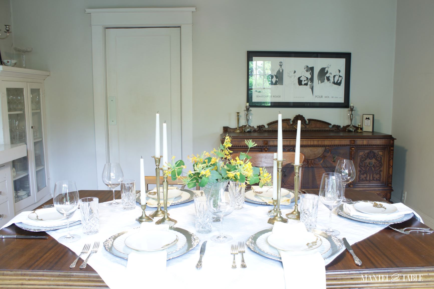 Full view of table set for six