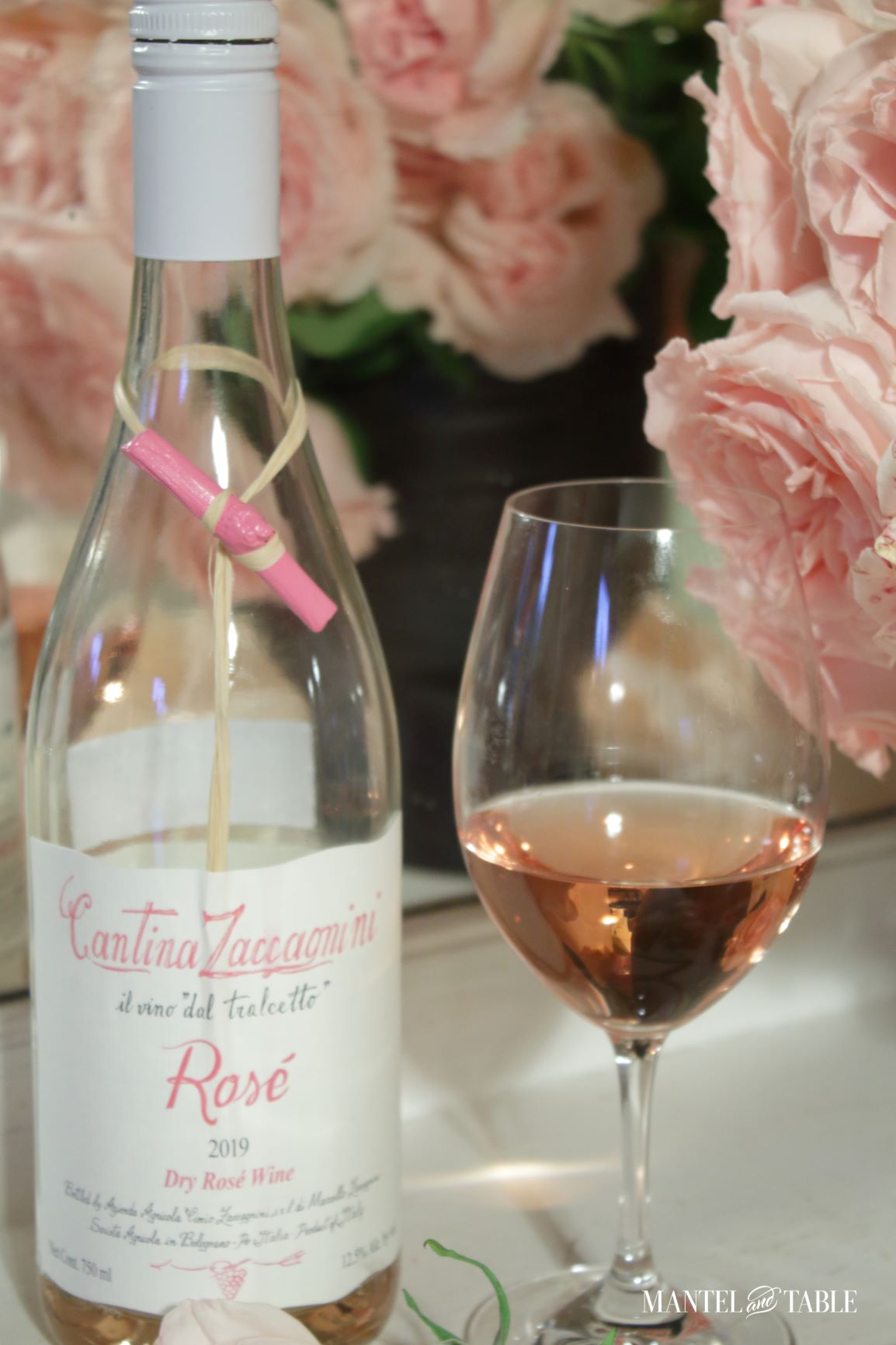 Zaccagnini wine bottle with piece of pink vine tied to it