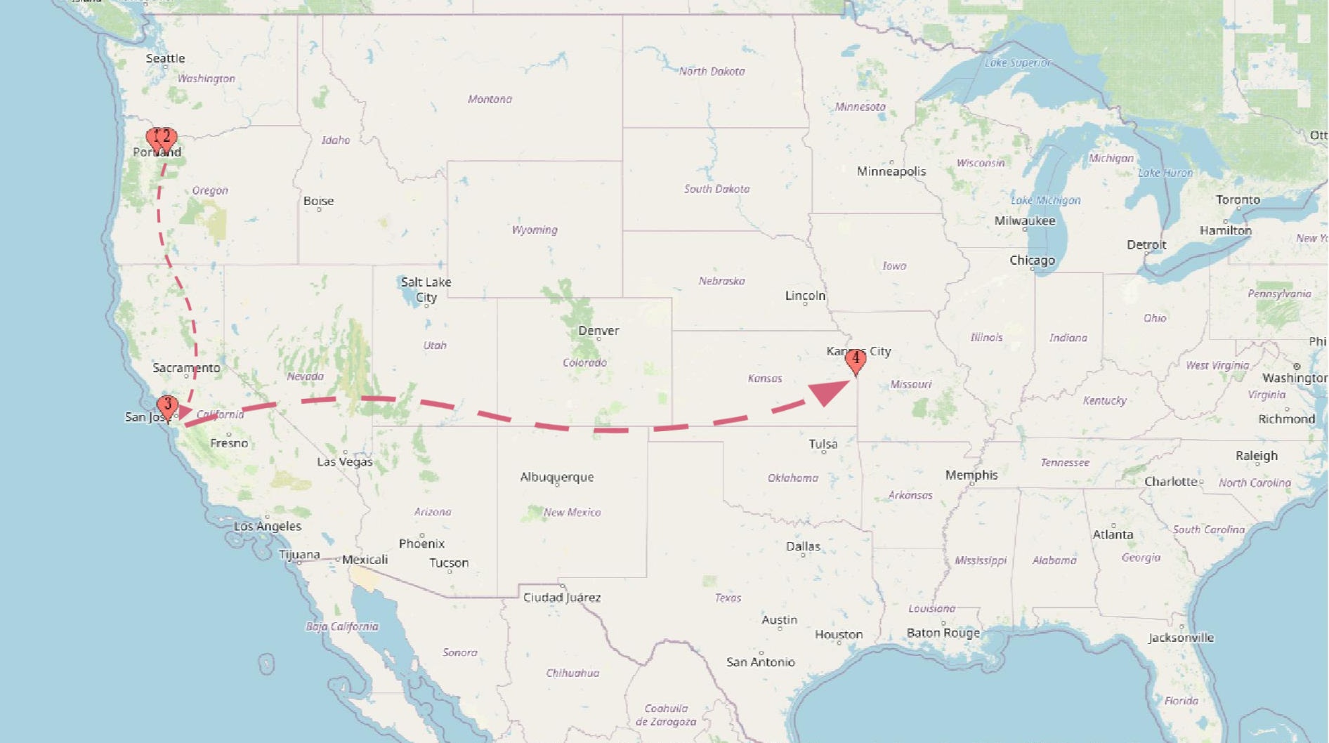 Map of teacup travels so far