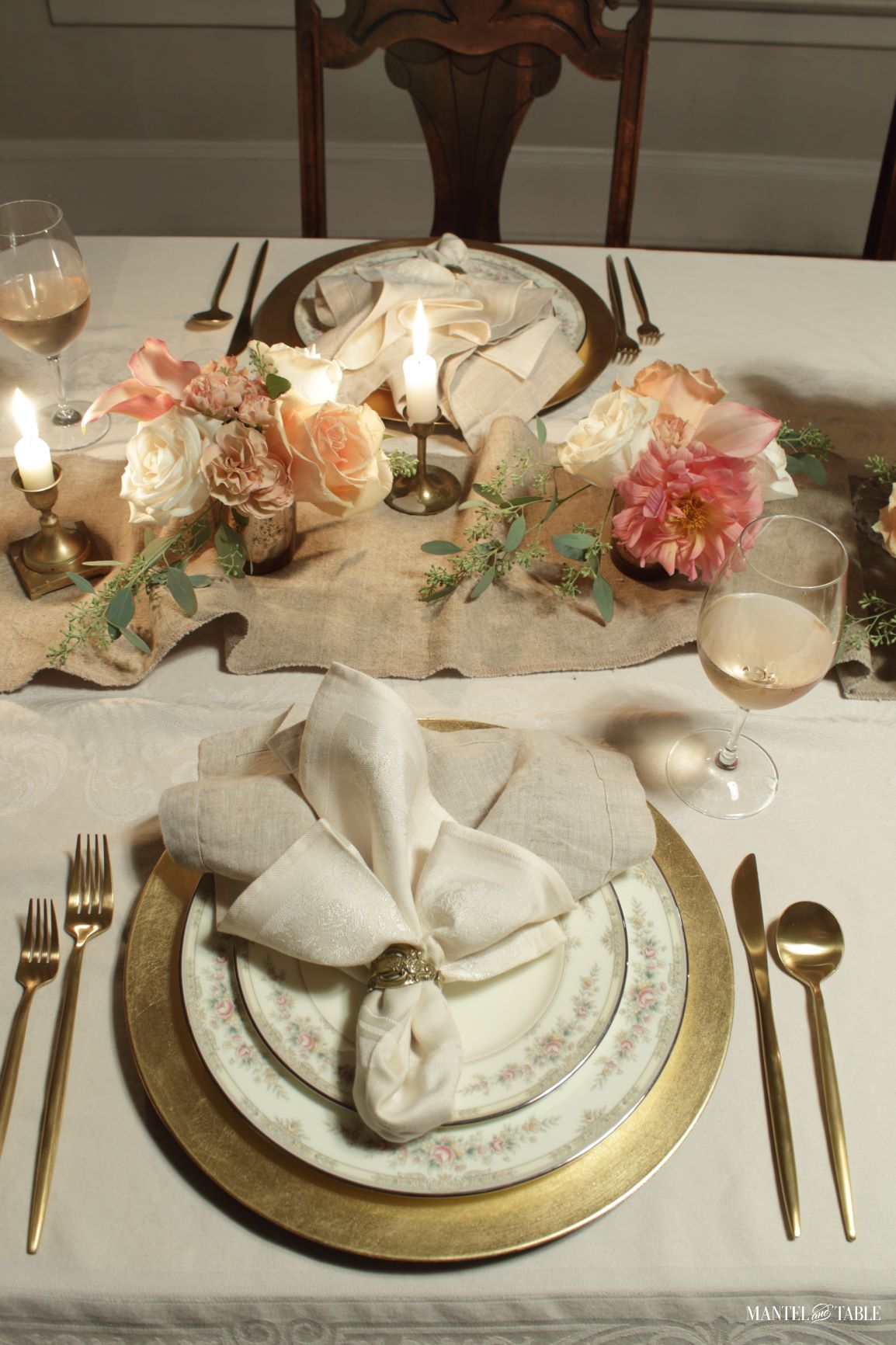 peach tablescape