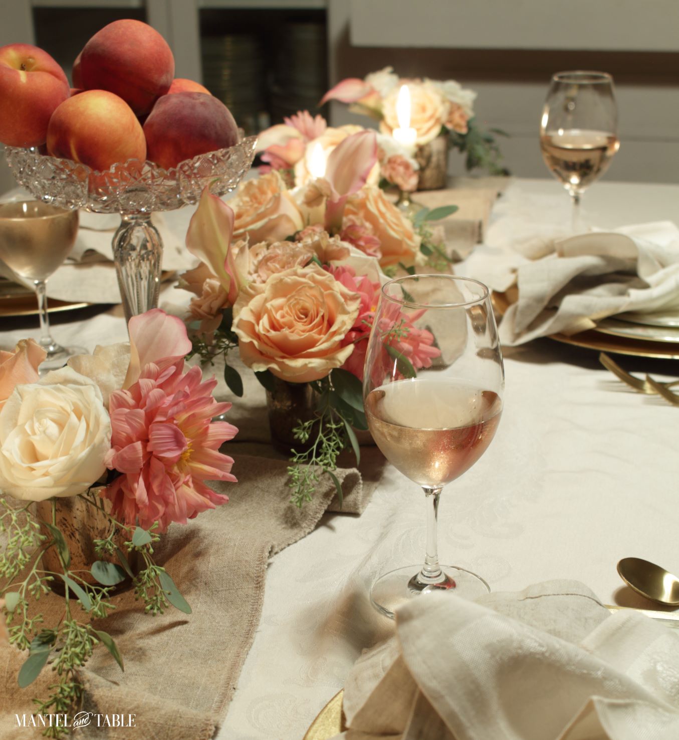 peach tablescape