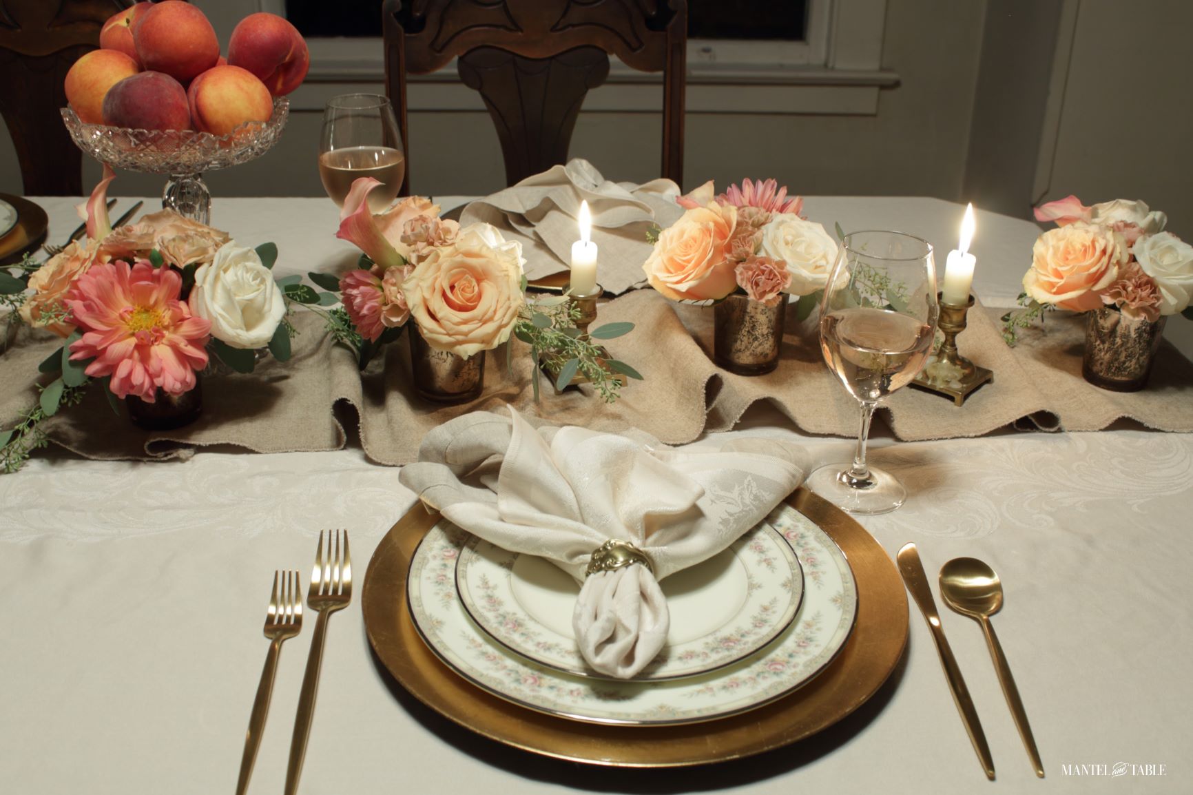peach tablescape