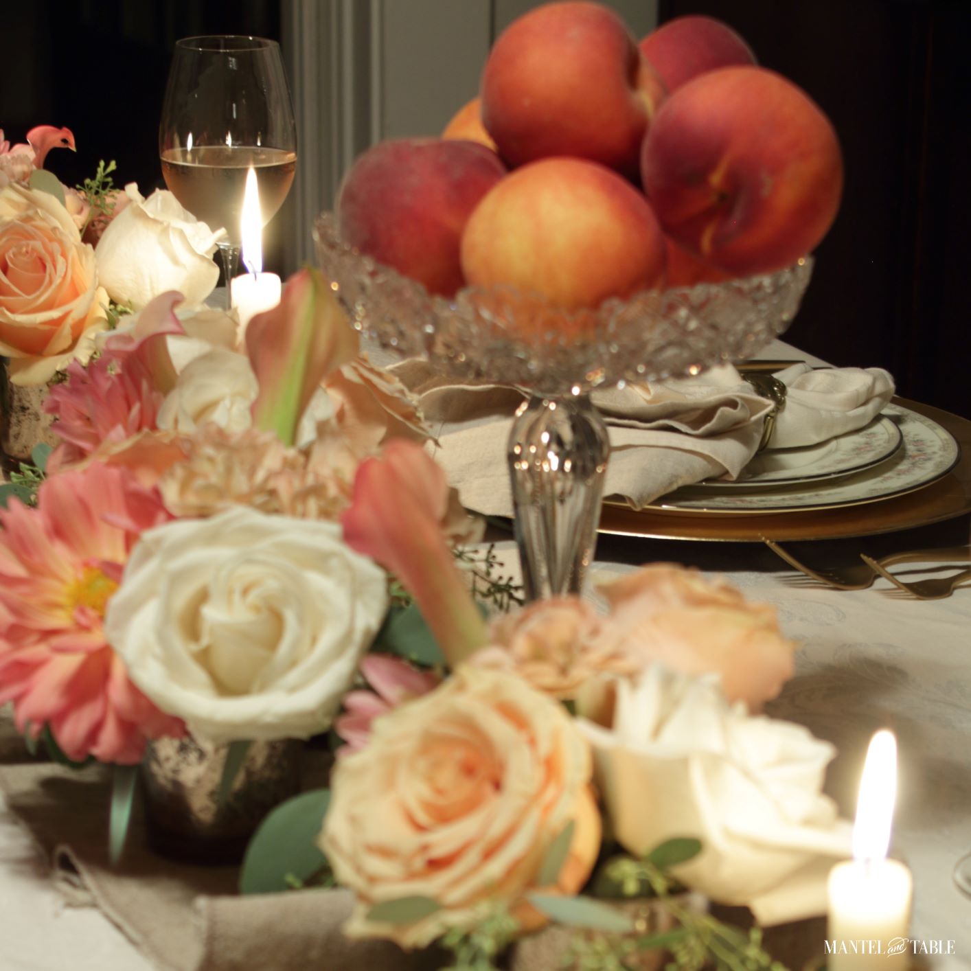 peach tablescape