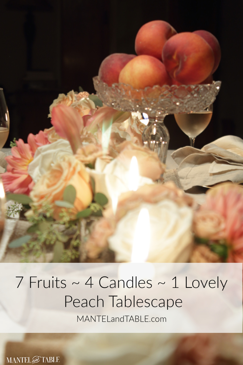 Peach tablescape photo with Pintererst banner