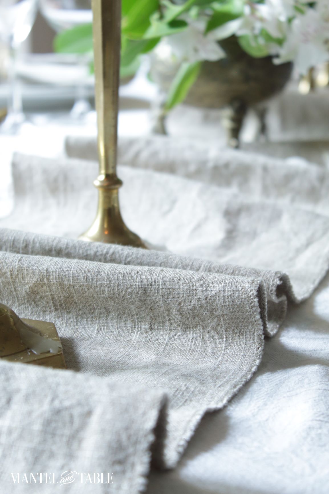 Very close up of table runner showing texture