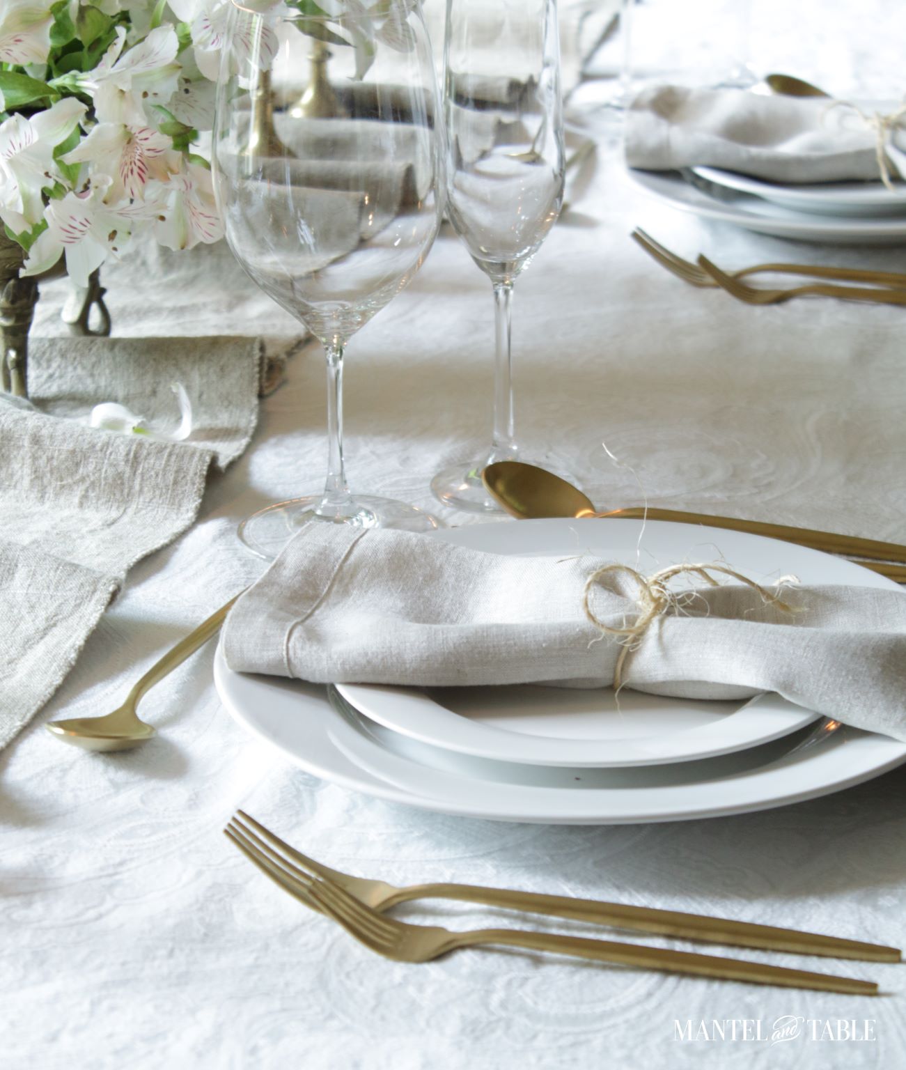 Natural linen napkins on plate