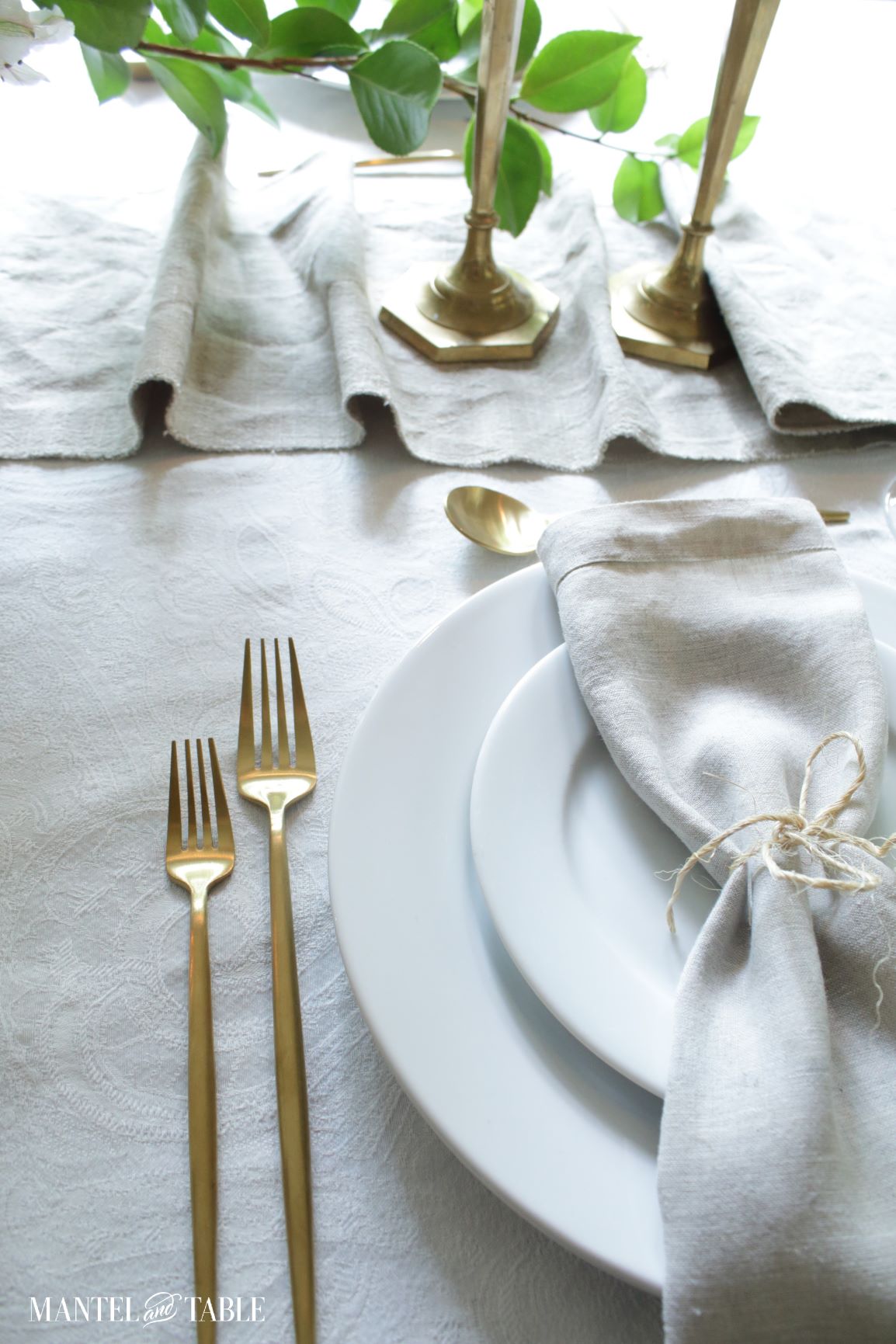 Closeup of white plate stack