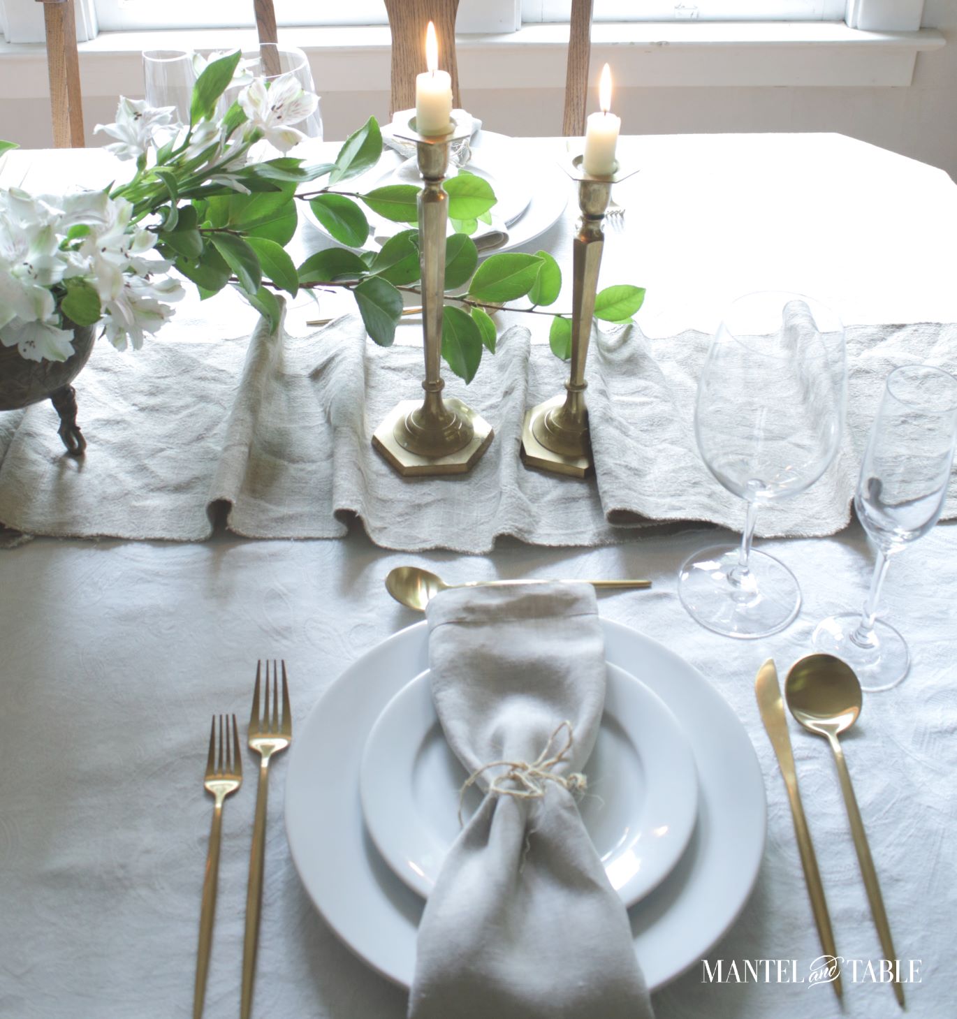 View of place settings across table runner