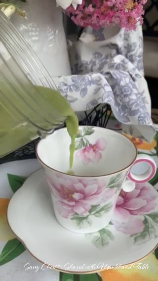 Pouring matcha into teacup