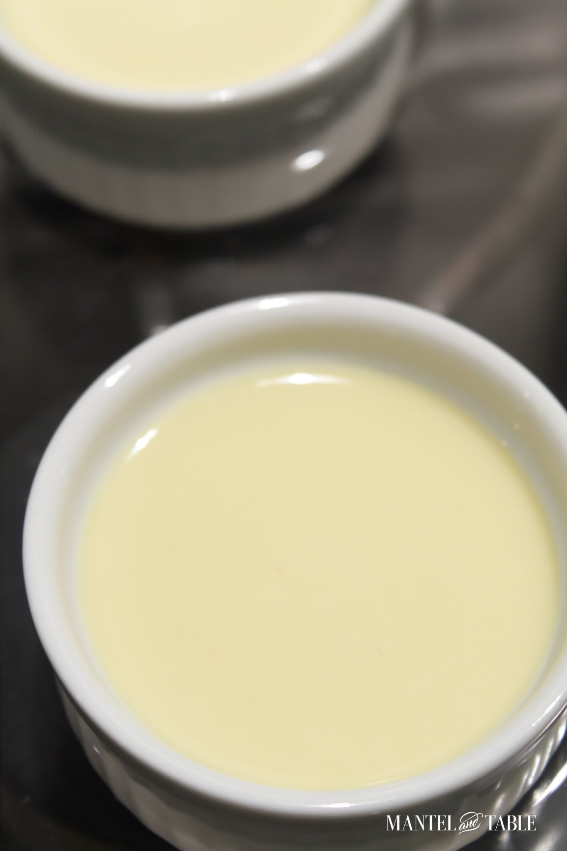 Closeup of Pumpkin pot de creme surface - bubble free