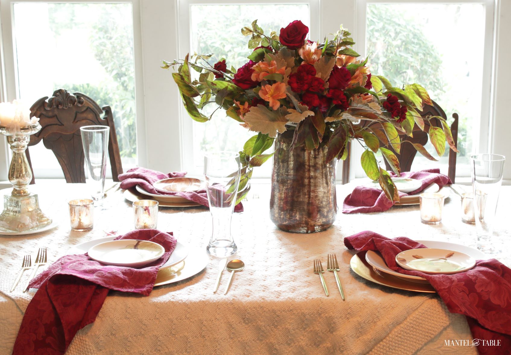 Red Fall Tablescape side view