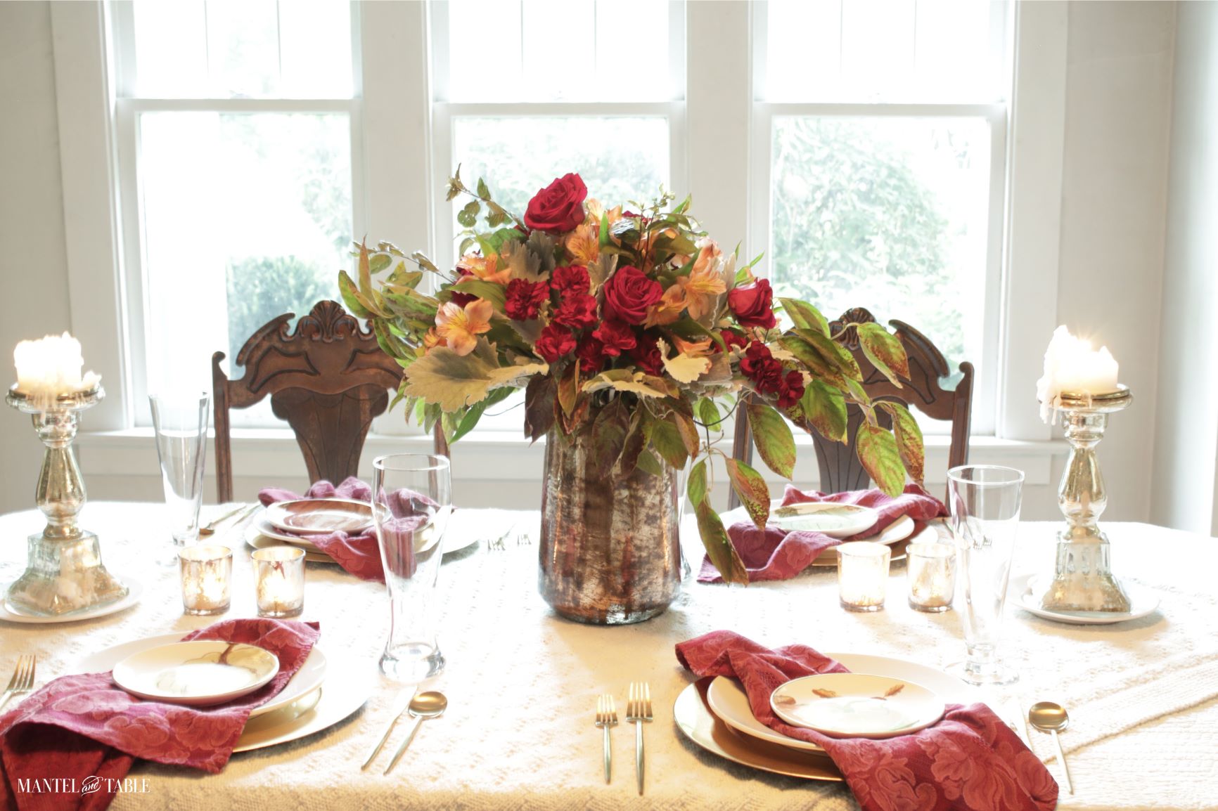 Red Fall Tablescape full view